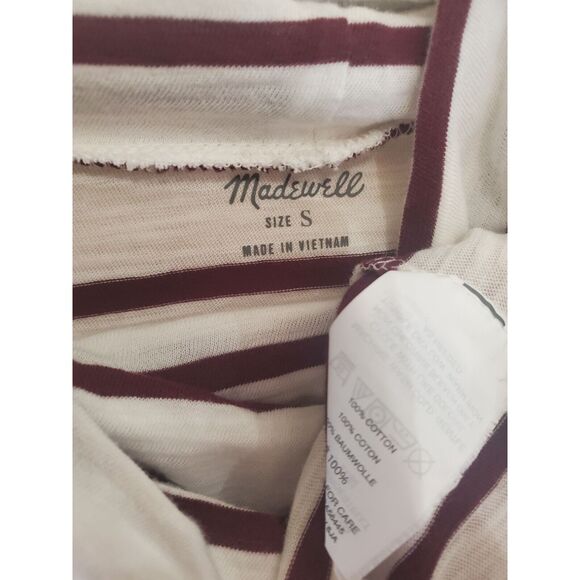Madewell Top Small Womens Turtle Neck Long Sleeve White Purple Striped Casual - Picture 4 of 4